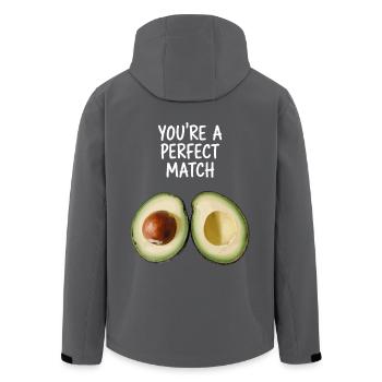 Avocado Liebe You're A Perfect Match Valentinstag - Recycelte Männer Softshell-Jacke von Stanley/Stella - Anthrazit - Hinten - AI Model Male 185 light (185cm)