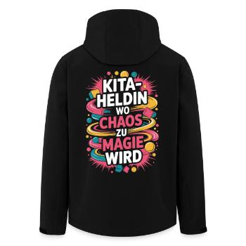 Daycare Heroine Where Chaos Becomes Magic Kindergarten Teacher - Men’s Recycled Softshell Jacket by Stanley/Stella - black - Back - AI Model Male 185 light (185cm)