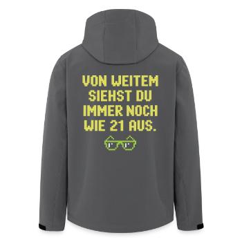 De loin, tu as l’air d’avoir 21 ans d’une fête d’anniversaire - Veste softshell homme en polyester recyclé Stanley/Stella - noir - Dos - AI Model Male 185 light (185cm)