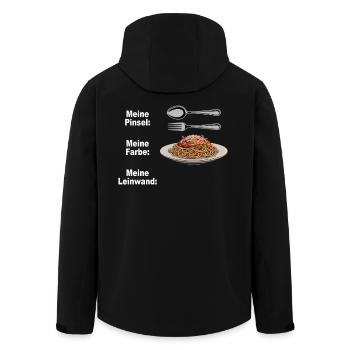Spaghetti Bolognese Pinsel Farbe Leinwand Pasta - Recycelte Männer Softshell-Jacke von Stanley/Stella - Schwarz - Hinten - AI Model Male 185 light (185cm)