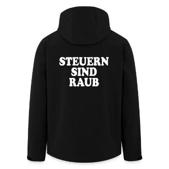 Les impôts sont le vol et le vol L’impôt est le vol - Veste softshell homme en polyester recyclé Stanley/Stella - noir - Dos - AI Model Male 185 light (185cm)