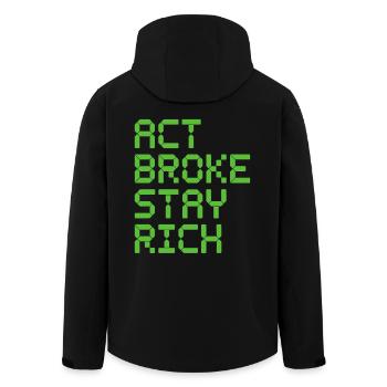 Acte Broke Rester riche Minimaliste Frugaliste Reich - Veste softshell homme en polyester recyclé Stanley/Stella - noir - Dos - AI Model Male 185 light (185cm)
