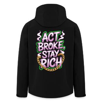Acte Broke Rester riche Minimaliste Frugaliste Reich - Veste softshell homme en polyester recyclé Stanley/Stella - noir - Dos - AI Model Male 185 light (185cm)