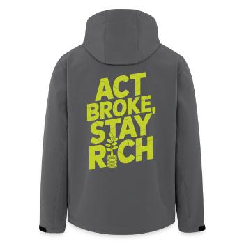 Acte Broke Rester riche Minimaliste Frugaliste Reich - Veste softshell homme en polyester recyclé Stanley/Stella - noir - Dos - AI Model Male 185 light (185cm)