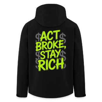 Acte Broke Rester riche Minimaliste Frugaliste Reich - Veste softshell homme en polyester recyclé Stanley/Stella - noir - Dos - AI Model Male 185 light (185cm)