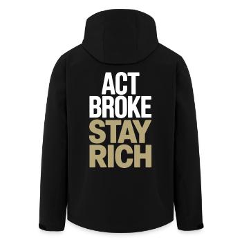 Acte Broke Rester riche Minimaliste Frugaliste Reich - Veste softshell homme en polyester recyclé Stanley/Stella - noir - Dos - AI Model Male 185 light (185cm)