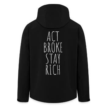 Acte Broke Rester riche Minimaliste Frugaliste Reich - Veste softshell homme en polyester recyclé Stanley/Stella - noir - Dos - AI Model Male 185 light (185cm)