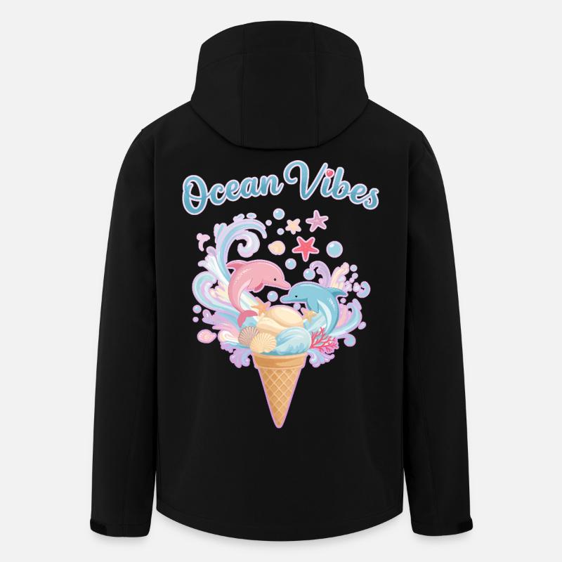 Eiscreme & Delfine Design 🍦🐬🐬 - Recycelte Männer Softshell-Jacke von Stanley/Stella - Schwarz