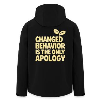 Changed Behavior Is The Only Apology Mindfulness - Men’s Recycled Softshell Jacket by Stanley/Stella - black - Back - AI Model Male 185 light (185cm)