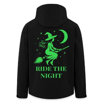 Halloween Hexe reitet durch die Nacht mit Mond - Recycelte Männer Softshell-Jacke von Stanley/Stella - Schwarz - Hinten - AI Model Male 185 light (185cm)