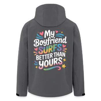 Surfen My Boyfriend Surfs Better Than Yours Surfer - Men’s Recycled Softshell Jacket by Stanley/Stella - black - Back - AI Model Male 185 light (185cm)