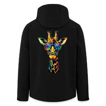 Giraffe Africa Love Safari Wilderness Cute Giraffes - Men’s Recycled Softshell Jacket by Stanley/Stella - black - Back - AI Model Male 185 light (185cm)