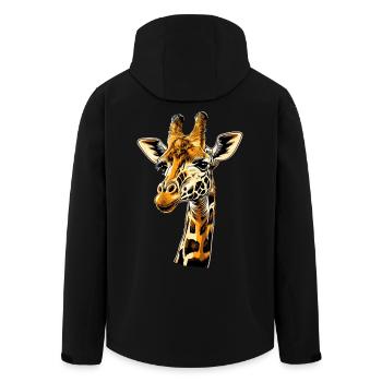 Giraffe Africa Love Safari Wilderness Cute Giraffes - Men’s Recycled Softshell Jacket by Stanley/Stella - black - Back - AI Model Male 185 light (185cm)