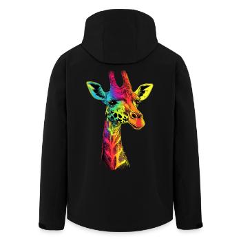 Giraffe Africa Love Safari Wilderness Cute Giraffes - Men’s Recycled Softshell Jacket by Stanley/Stella - black - Back - AI Model Male 185 light (185cm)