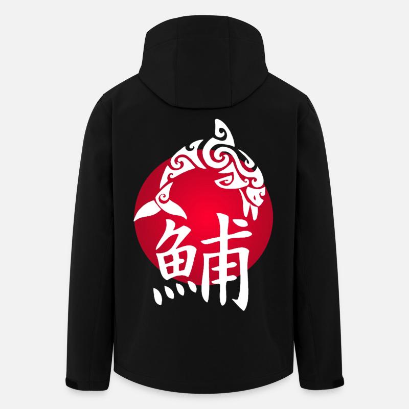 White dolphin and red sun - Men’s Recycled Softshell Jacket by Stanley/Stella - black