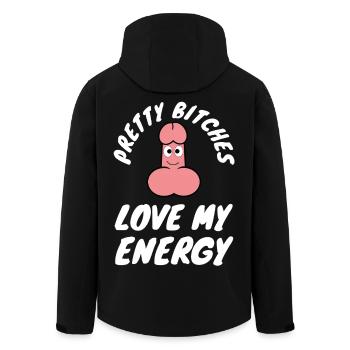 Energie Humor Cartoon Logo | lustige Bilder - Recycelte Männer Softshell-Jacke von Stanley/Stella - Schwarz - Hinten - AI Model Male 185 light (185cm)
