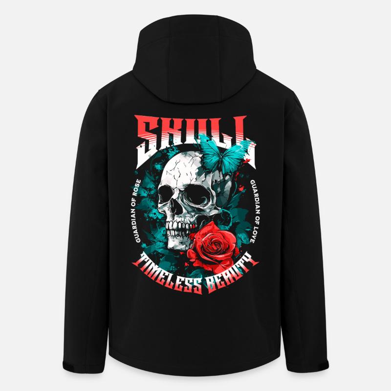 Skull Skull Rose Flower Butterfly - Men’s Recycled Softshell Jacket by Stanley/Stella - black