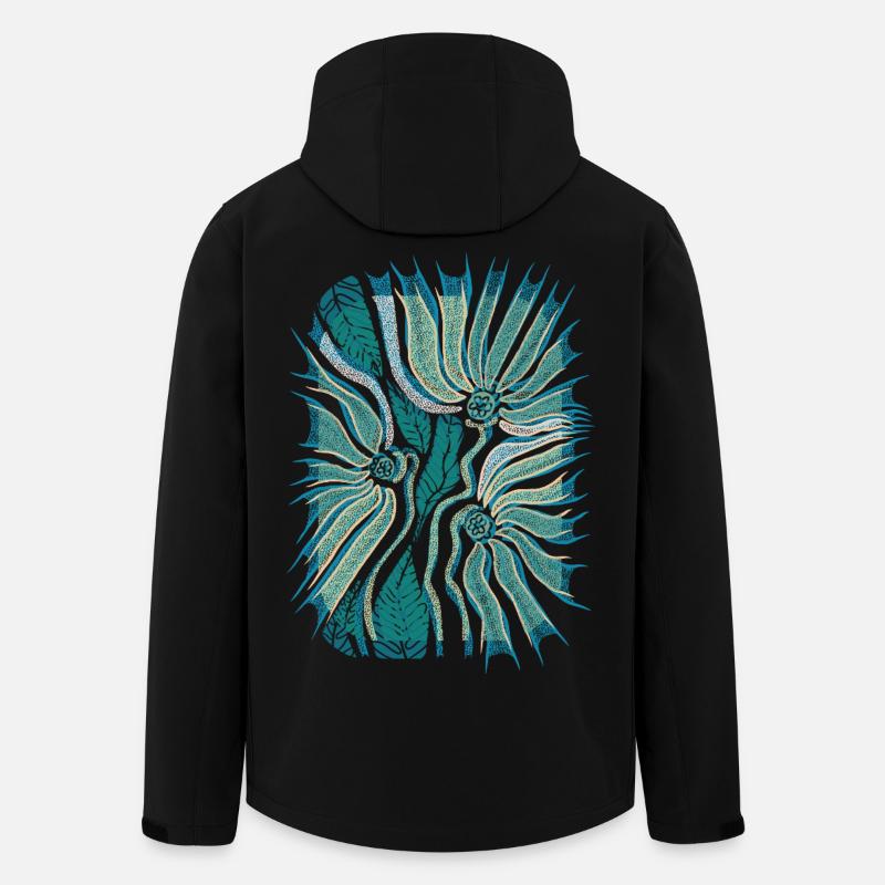 Tropical Abstract Bloom in Teal - Men’s Recycled Softshell Jacket by Stanley/Stella - black