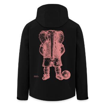 Elefant mit Fussball für helle Shirts - Recycelte Männer Softshell-Jacke von Stanley/Stella - Schwarz - Hinten - AI Model Male 185 light (185cm)