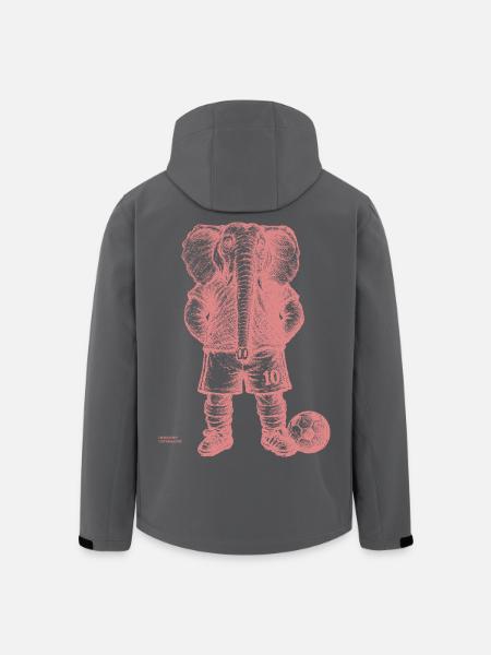 Elefante con un pallone da calcio per le magliette colorate - Giacca softshell uomo in poliestere riciclato di Stanley/Stella - nero