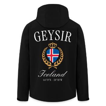 Couronne d’armoiries Geyser Iceland – Souvenir de voyage - Veste softshell homme en polyester recyclé Stanley/Stella - noir - Dos - AI Model Male 185 light (185cm)