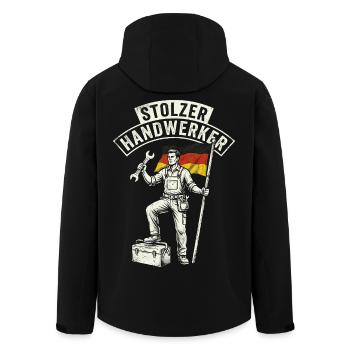 Stolzer Handwerker mit Deutschland - Flagge - Recycelte Männer Softshell-Jacke von Stanley/Stella - Schwarz - Hinten - AI Model Male 185 light (185cm)