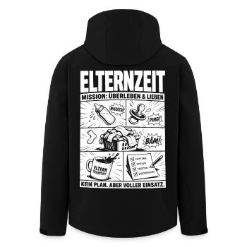 Elternzeit Mission Überleben und Lieben - Recycelte Männer Softshell-Jacke von Stanley/Stella - Schwarz - Hinten - AI Model Male 185 light (185cm)