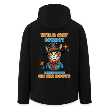 Wild cat cowboy always lands on his boots - Men’s Recycled Softshell Jacket by Stanley/Stella - black - Back - AI Model Male 185 light (185cm)