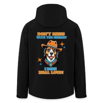 Leg dich nicht mit dem Sheriff an, ich belle ganz laut - Recycelte Männer Softshell-Jacke von Stanley/Stella - Schwarz - Hinten - AI Model Male 185 light (185cm)