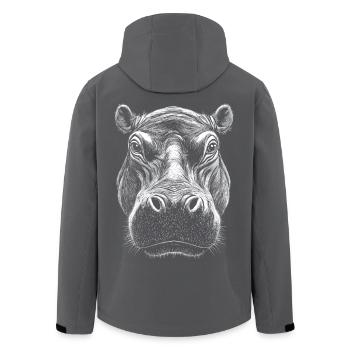Nilpferd Portrait Flusspferd Wildtier Tier - Recycelte Männer Softshell-Jacke von Stanley/Stella - Schwarz - Hinten - AI Model Male 185 light (185cm)