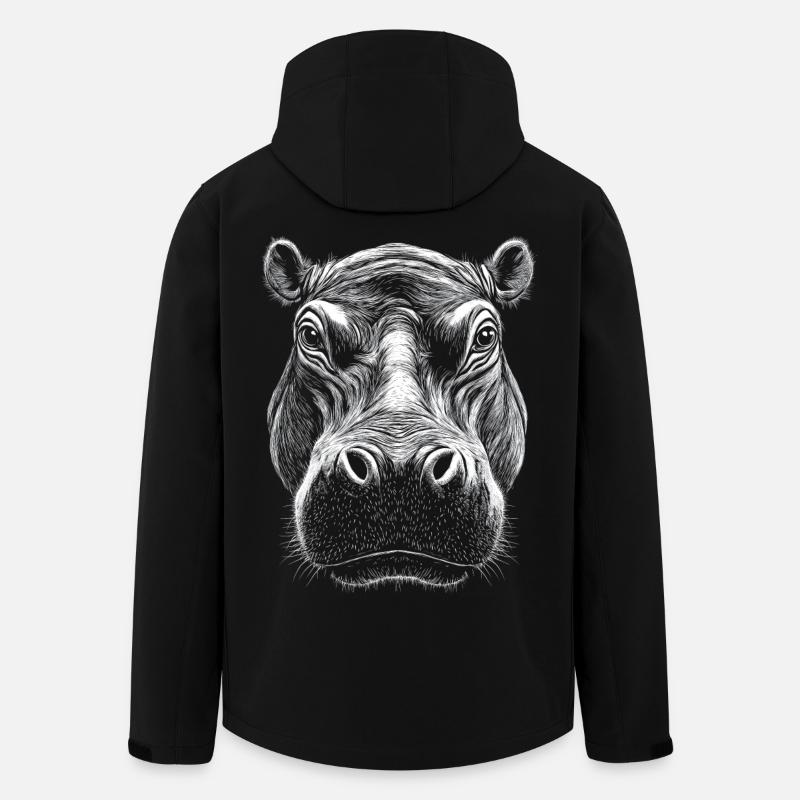 Nilpferd Portrait Flusspferd Wildtier Tier - Recycelte Männer Softshell-Jacke von Stanley/Stella - Schwarz