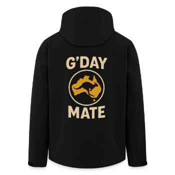 G'day mate – Australischer Gruß - Recycelte Männer Softshell-Jacke von Stanley/Stella - Schwarz - Hinten - AI Model Male 185 light (185cm)
