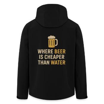 Where beer is cheaper than water - Men’s Recycled Softshell Jacket by Stanley/Stella - black - Back - AI Model Male 185 light (185cm)