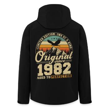 Original 1982 Vintage Vintage Cadeau d’anniversaire - Veste softshell homme en polyester recyclé Stanley/Stella - noir - Dos - AI Model Male 185 light (185cm)