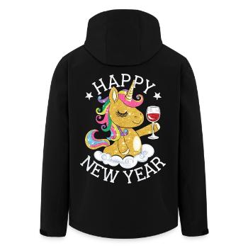 Réveillon du Nouvel An Licorne Paillettes Nouvel An Bonne Année - Veste softshell homme en polyester recyclé Stanley/Stella - noir - Dos - AI Model Male 185 light (185cm)