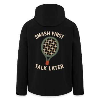 Erst smashen, dann reden - Recycelte Männer Softshell-Jacke von Stanley/Stella - Schwarz - Hinten - AI Model Male 185 light (185cm)