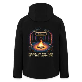 Bushcraft Lagerfeuer Survival Zelt Abenteuer Pixel - Recycelte Männer Softshell-Jacke von Stanley/Stella - Schwarz - Hinten - AI Model Male 185 light (185cm)