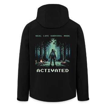 Real Life Survival Mode Activated Saying - Men’s Recycled Softshell Jacket by Stanley/Stella - black - Back - AI Model Male 185 light (185cm)
