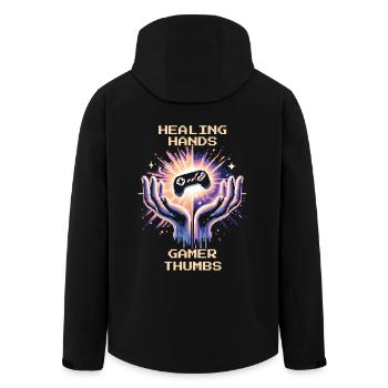 Ergotherapie Heilende Hände Daumen Retro Pixel Art - Recycelte Männer Softshell-Jacke von Stanley/Stella - Schwarz - Hinten - AI Model Male 185 light (185cm)