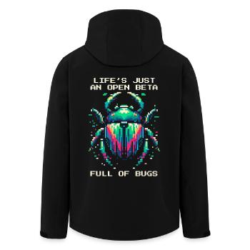Bug Life Beta Bugs Retro Pixel Art Humor Gaming - Men’s Recycled Softshell Jacket by Stanley/Stella - black - Back - AI Model Male 185 light (185cm)