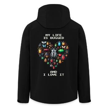 Insects Humor Pixel Retro Entomology Gaming - Men’s Recycled Softshell Jacket by Stanley/Stella - black - Back - AI Model Male 185 light (185cm)