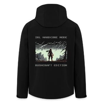 IRL Hardcore Fashion Bushcraft Survival Quote - Men’s Recycled Softshell Jacket by Stanley/Stella - black - Back - AI Model Male 185 light (185cm)