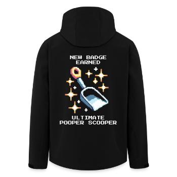 Pooper-Scooper Badge | Animal shelter everyday walk - Men’s Recycled Softshell Jacket by Stanley/Stella - black - Back - AI Model Male 185 light (185cm)