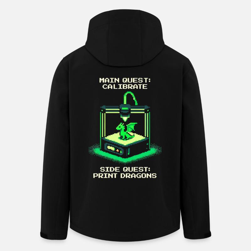 Calibrate & Dragon Print | 3D - Men’s Recycled Softshell Jacket by Stanley/Stella - black