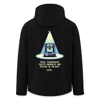 Kein Plug & Play | 3D-Druck Kalibrierung Setup - Recycelte Männer Softshell-Jacke von Stanley/Stella - Schwarz - Hinten - AI Model Male 185 light (185cm)