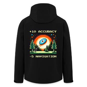 +10 de précision | Technique de disc golf Objectifs de la trajectoire de vol - Veste softshell homme en polyester recyclé Stanley/Stella - noir - Dos - AI Model Male 185 light (185cm)