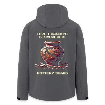 Tesson de céramique | Artéfact d’histoire archéologique - Veste softshell homme en polyester recyclé Stanley/Stella - charbon - Dos - AI Model Male 185 light (185cm)