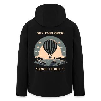 Ballonpilot seit Level 1 | Auftrieb Himmel Wind - Recycelte Männer Softshell-Jacke von Stanley/Stella - Schwarz - Hinten - AI Model Male 185 light (185cm)