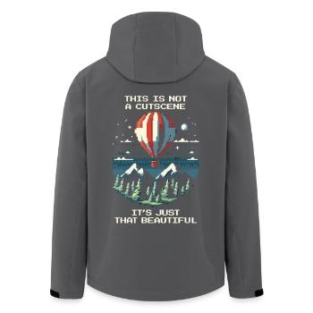 Kein Cutscene | Ballonfahrt Panorama Himmel - Recycelte Männer Softshell-Jacke von Stanley/Stella - Anthrazit - Hinten - AI Model Male 185 light (185cm)