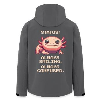 Axolotl Status | Always Smiling Retro Pixel Nerd - Men’s Recycled Softshell Jacket by Stanley/Stella - black - Back - AI Model Male 185 light (185cm)